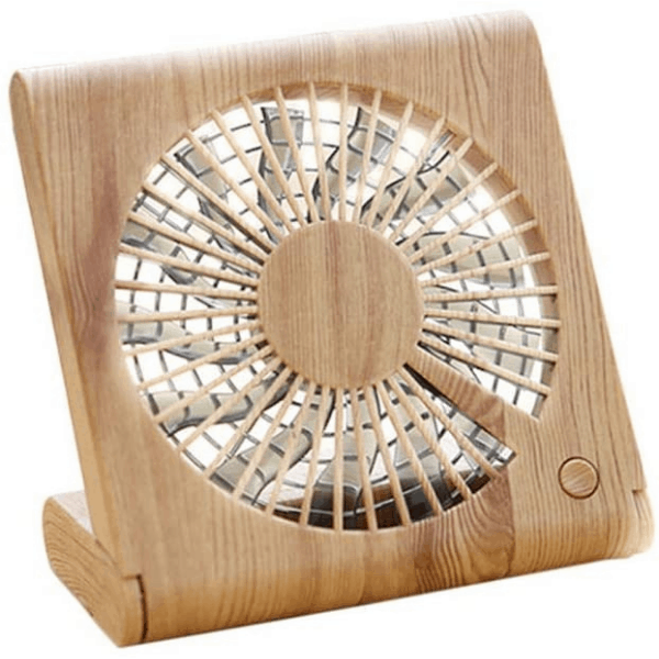 Wooden portable desk fan